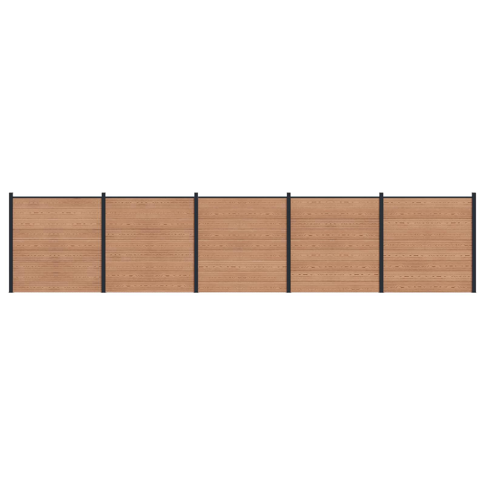 Hegnspanel 5 stk WPC og Aluminium Brun