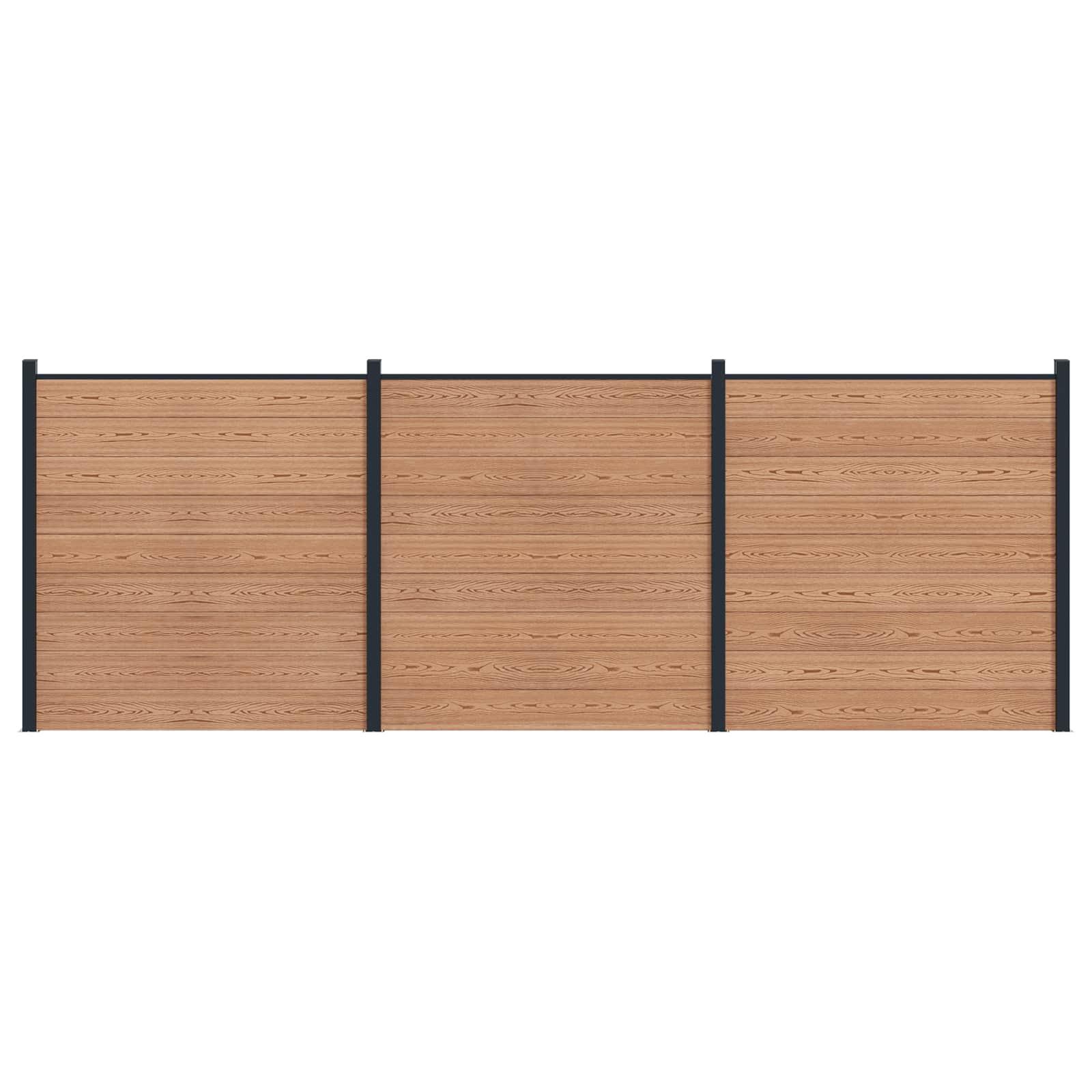 Hegnspanel 3 stk WPC og Aluminium Brun