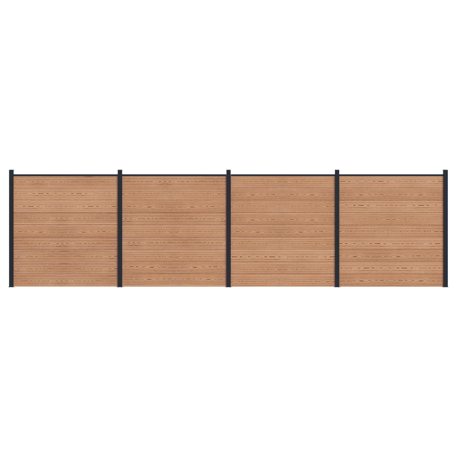 Hegnspanel 4 stk WPC og Aluminium Brun