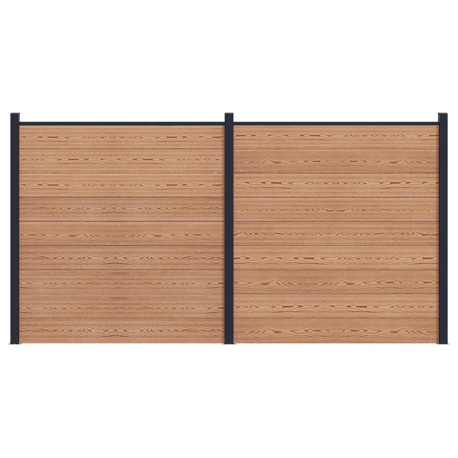Hegnspanel 2 stk WPC og Aluminium Brun