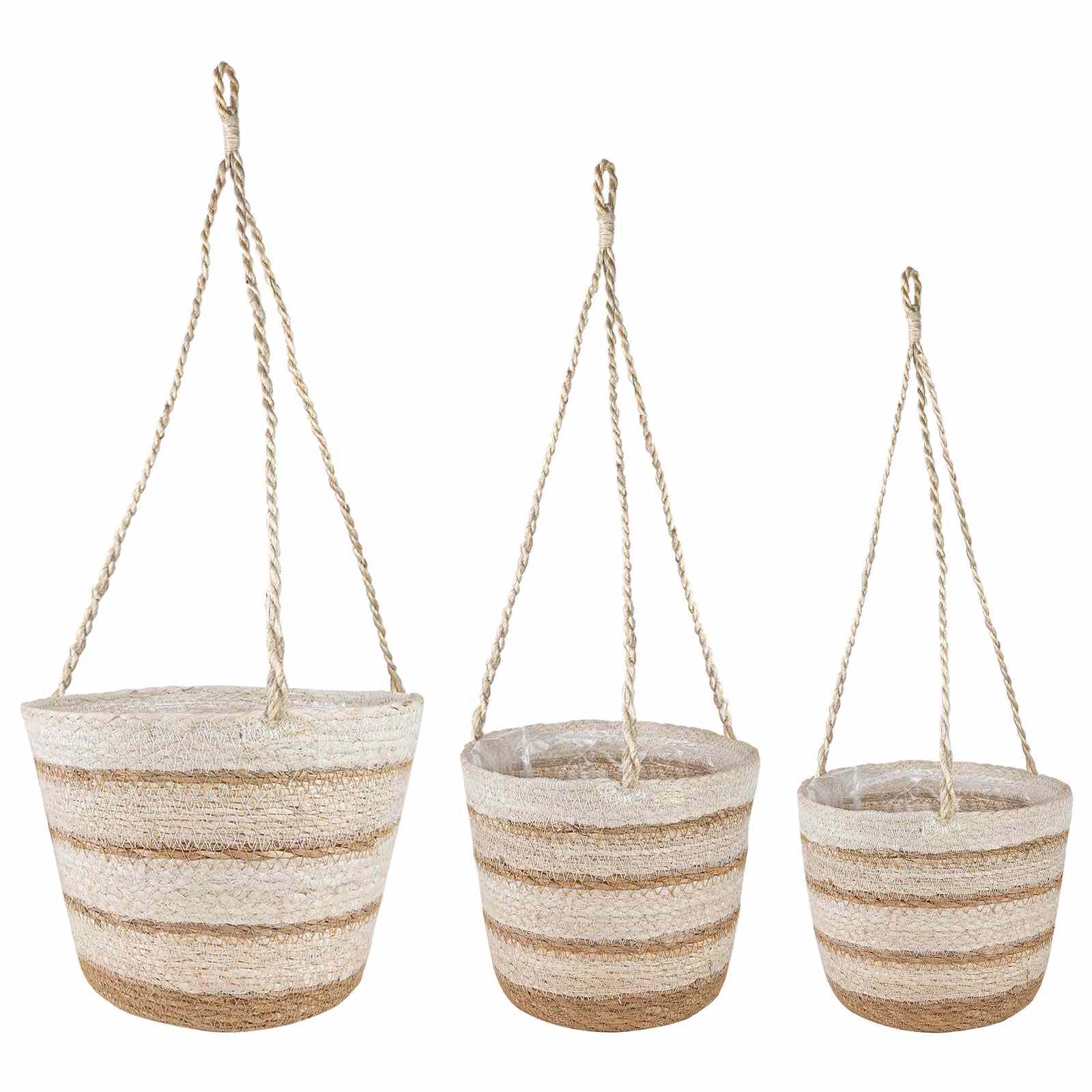 Søgræs Planterkurve 3 stk Naturlig, hvid og beige Ø26 x 19 cm