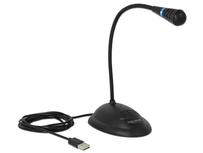 DeLOCK 65871 bordmikrofon med fleksibel svanehals - USB, sort billede