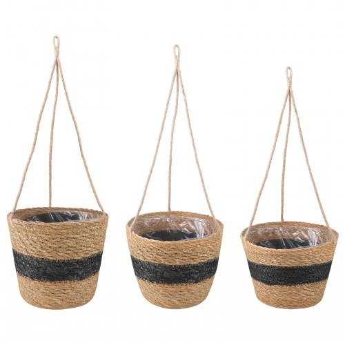 Søgræs Planterkurve 3 stk Naturfarvet og sort Ø26 x 19 cm