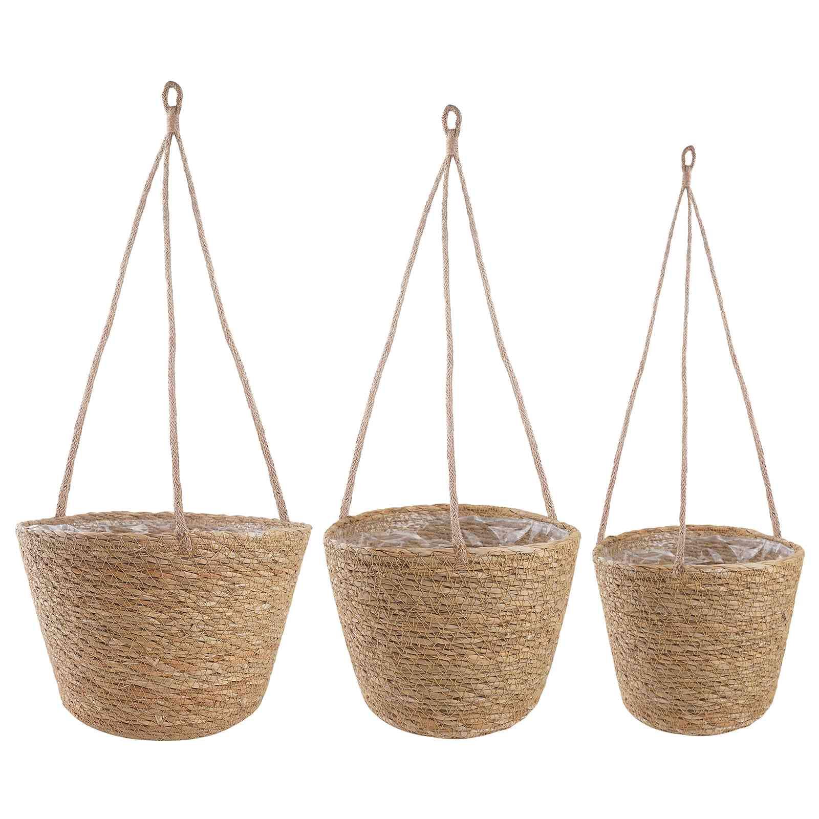 Søgræs Planterkurve 3 stk Naturfarvet Ø26 x 19 cm 100% Søgræs