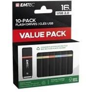 EMTEC K100 USB-stick 16 GB USB-A 2.0 - Sort/Multifarvet (10-pack)