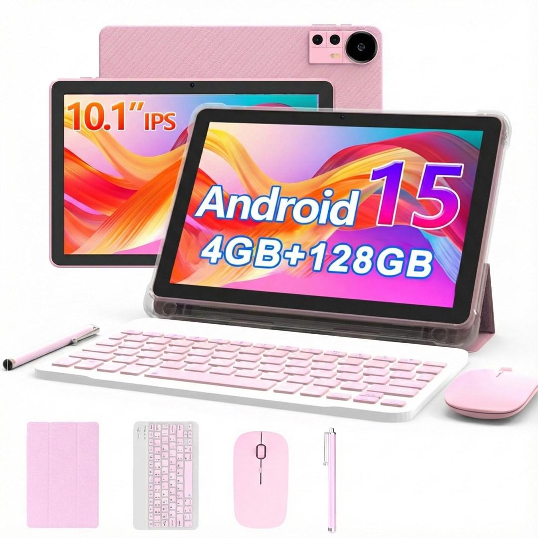 Extralink CP31 10,1" tablet - Android 15, 4 GB/128 GB - Pink med tastatur, mus og pen