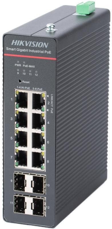 Hikvision DS-3T1512HP-SI-8P4F KIT (240 W) - administreret Gigabit PoE-switch, sort