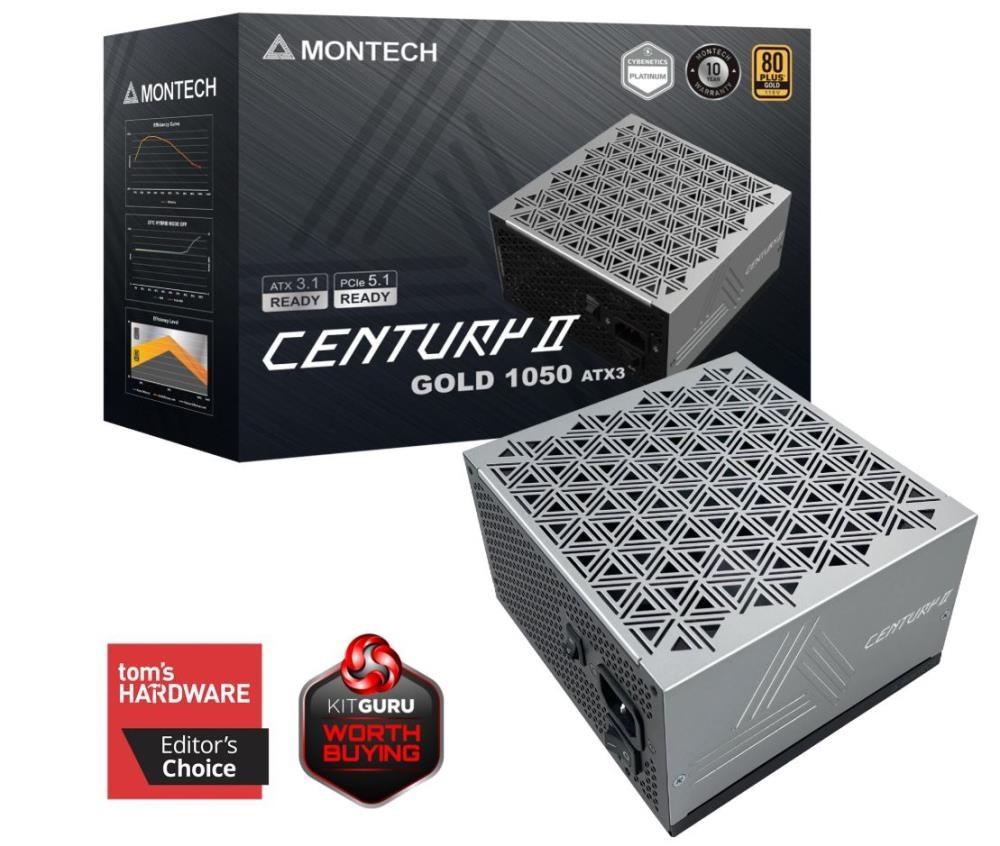 Montech Century II Gold 1050W ATX strømforsyning - sølv billede