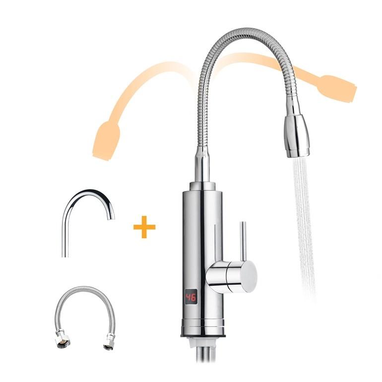 Fleksibel instant-elmixer til køkken - 3 kW vandhane med display