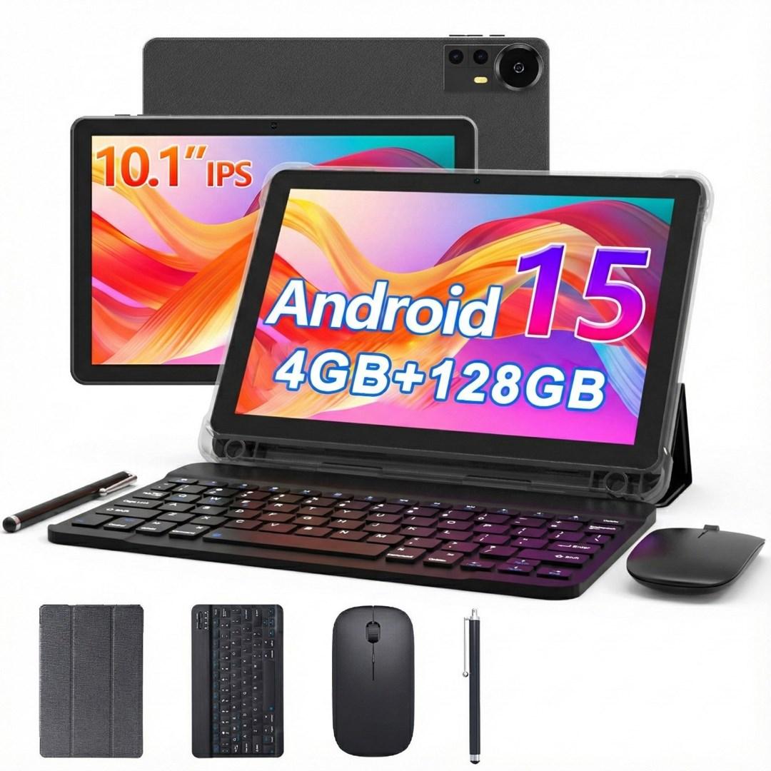 Extralink CP31 10,1" tablet - Android 15, 4 GB/128 GB - sort med tastatur, mus og pen