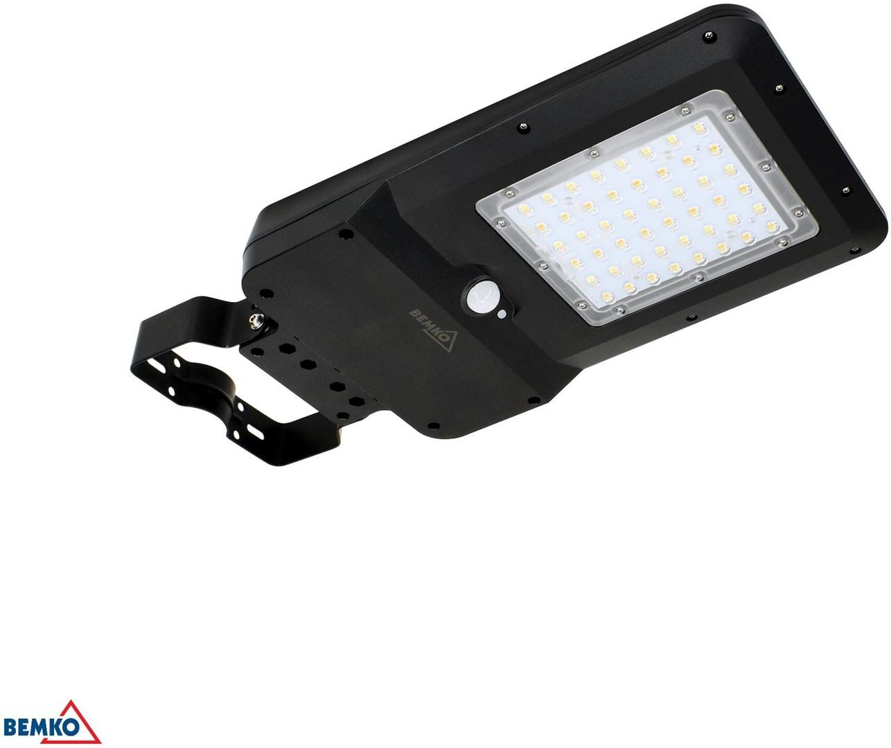 Solcelle gadelampe LED - SOLGER 20 W, 3.000 lm, 3000/4000/6000 K, IP65, sort, med PIR sensor