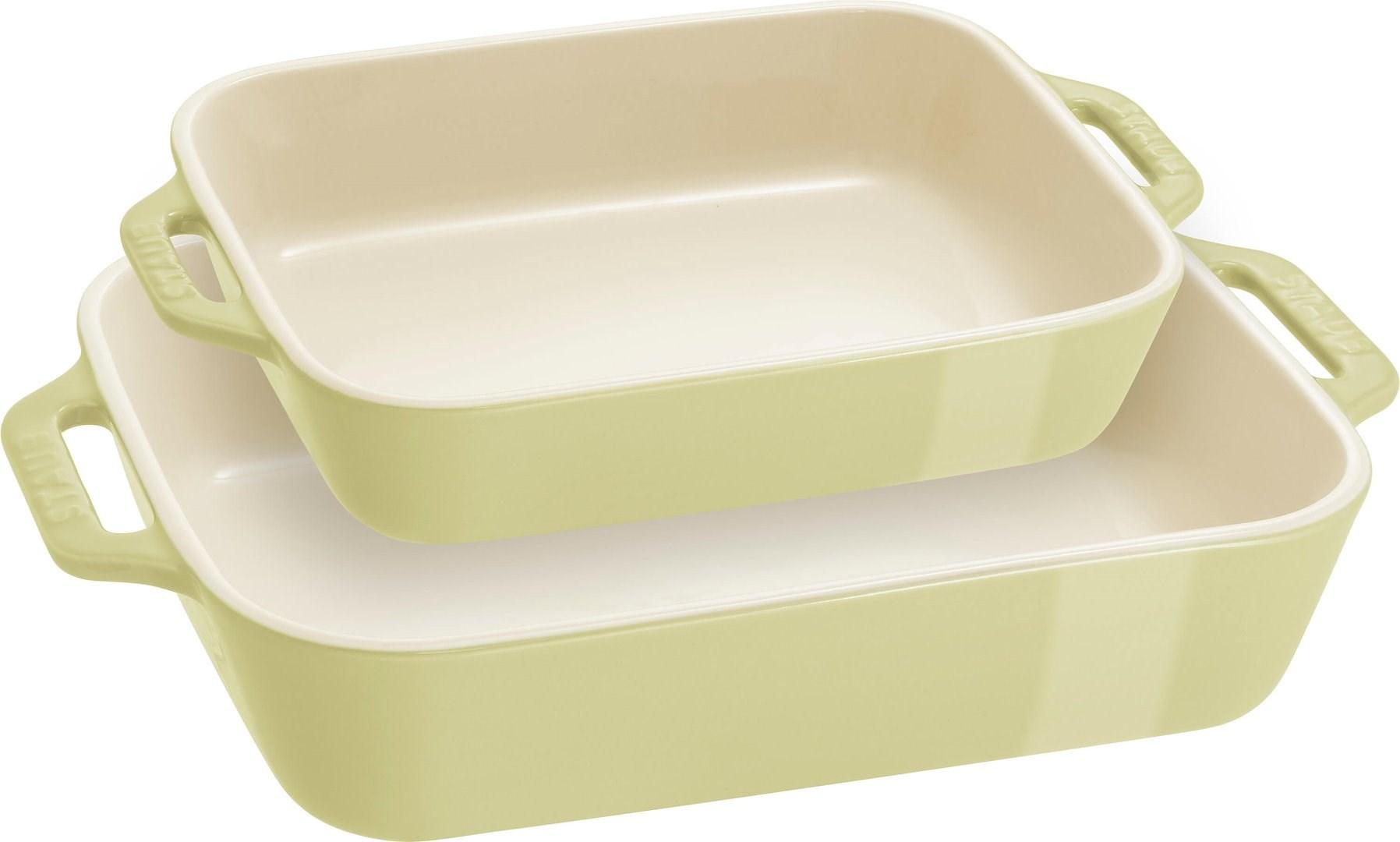 STAUB Cooking - sæt med 2 rektangulære fade, lysegrøn