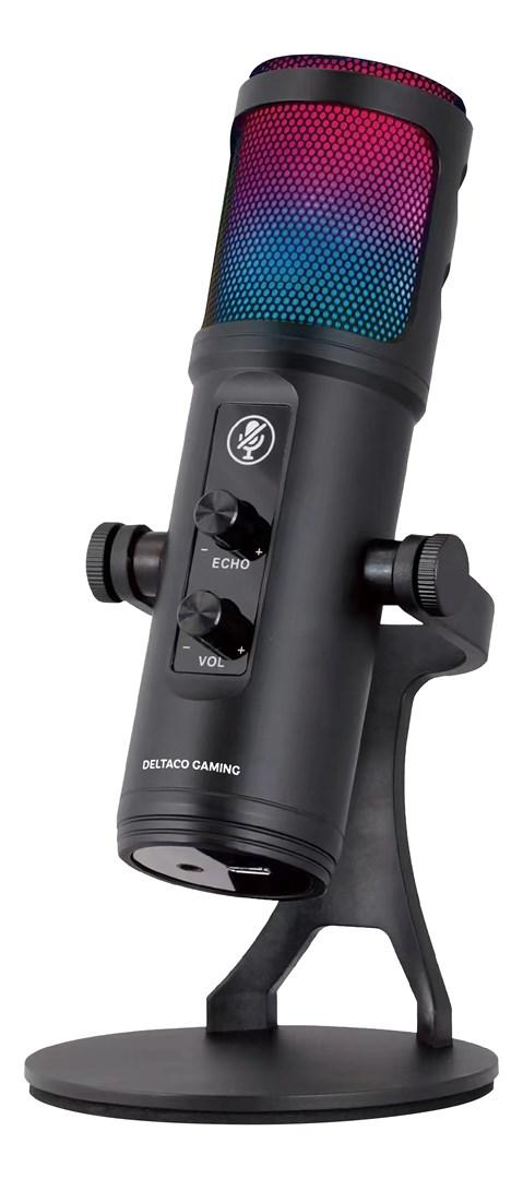 DELTACO Gaming GAM-171 - USB podcastmikrofon med RGB-lys, sort billede