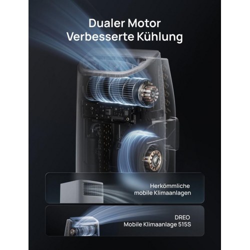 Dreo 515S mobil aircondition - 10.000 BTU, 1,5 l, 65 dB, 3.500 W - hvid
