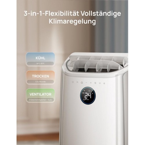 Dreo 515S mobil aircondition - 10.000 BTU, 1,5 l, 65 dB, 3.500 W - hvid
