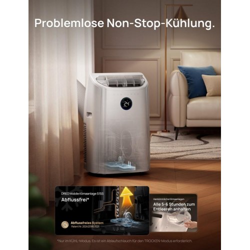 Dreo 515S mobil aircondition - 10.000 BTU, 1,5 l, 65 dB, 3.500 W - hvid