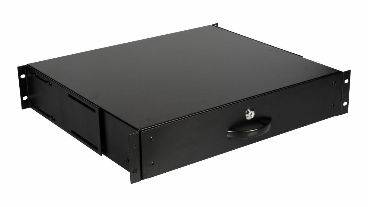 EQUIP låsbar skuffe til 19" rack, 2U - RAL9005 sort