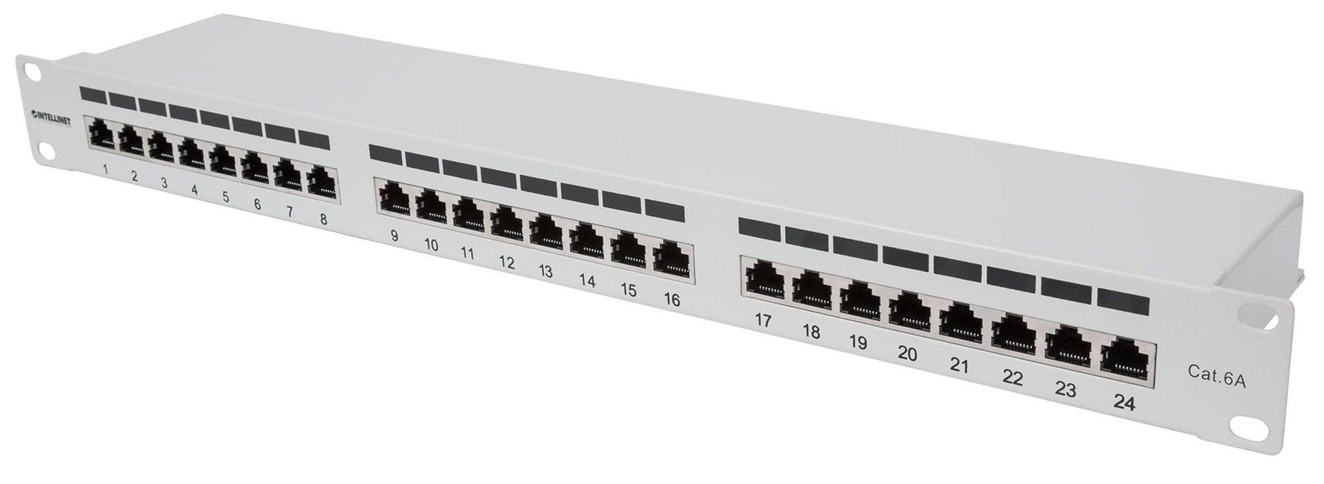 Intellinet patchpanel Cat6a F/UTP - 24 porte, 1U, skærmet, grå billede