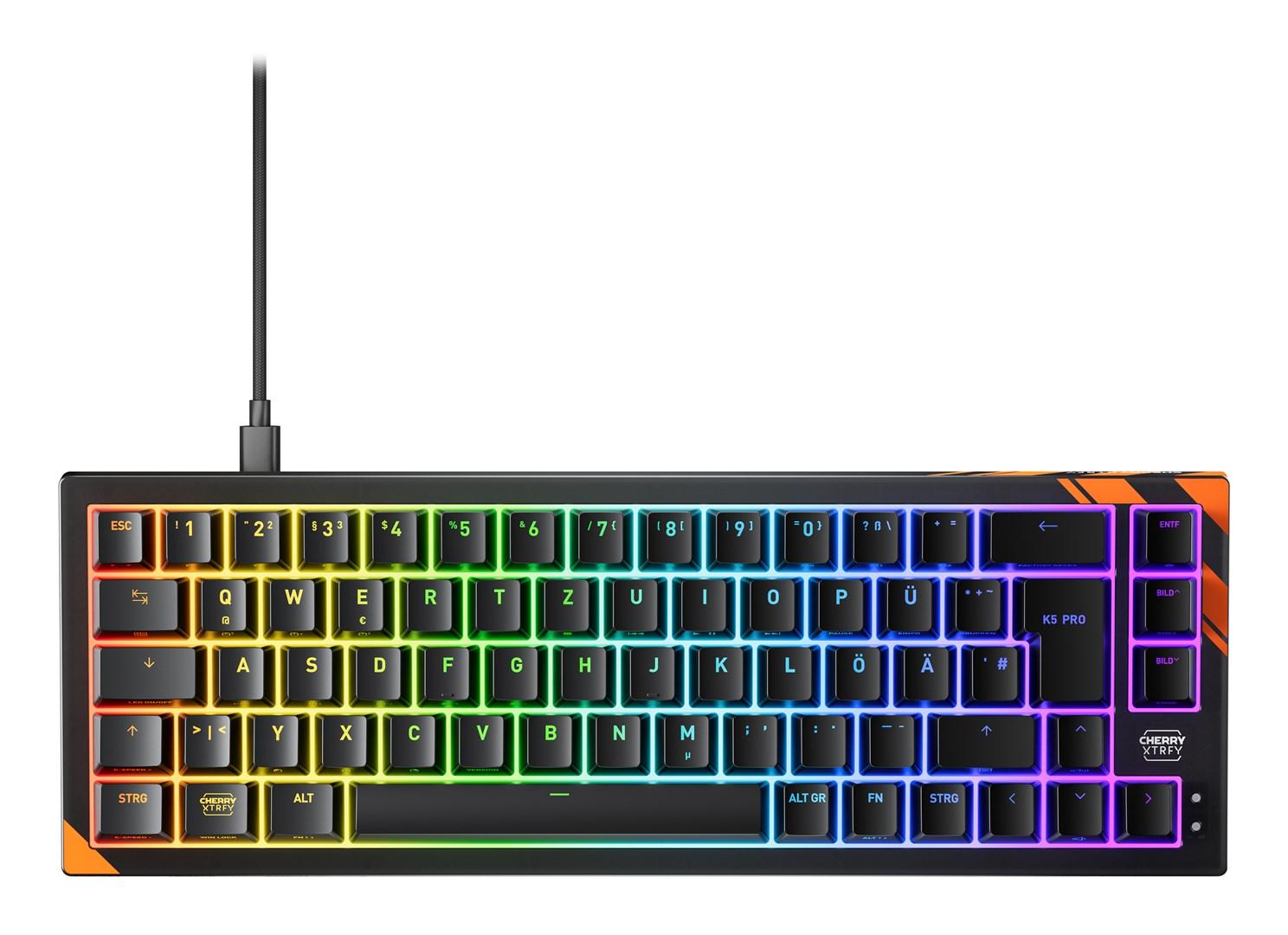 Cherry K5 Pro TMR Compact - gamingtastatur 65% USB, QWERTZ tysk - sort/orange billede