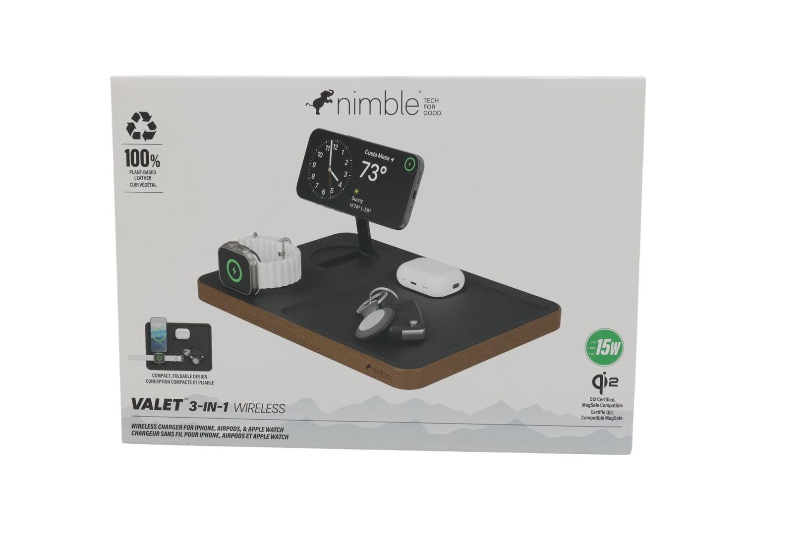 Nimble Valet 3‑i‑1 trådløs oplader - Qi, op til 15 W