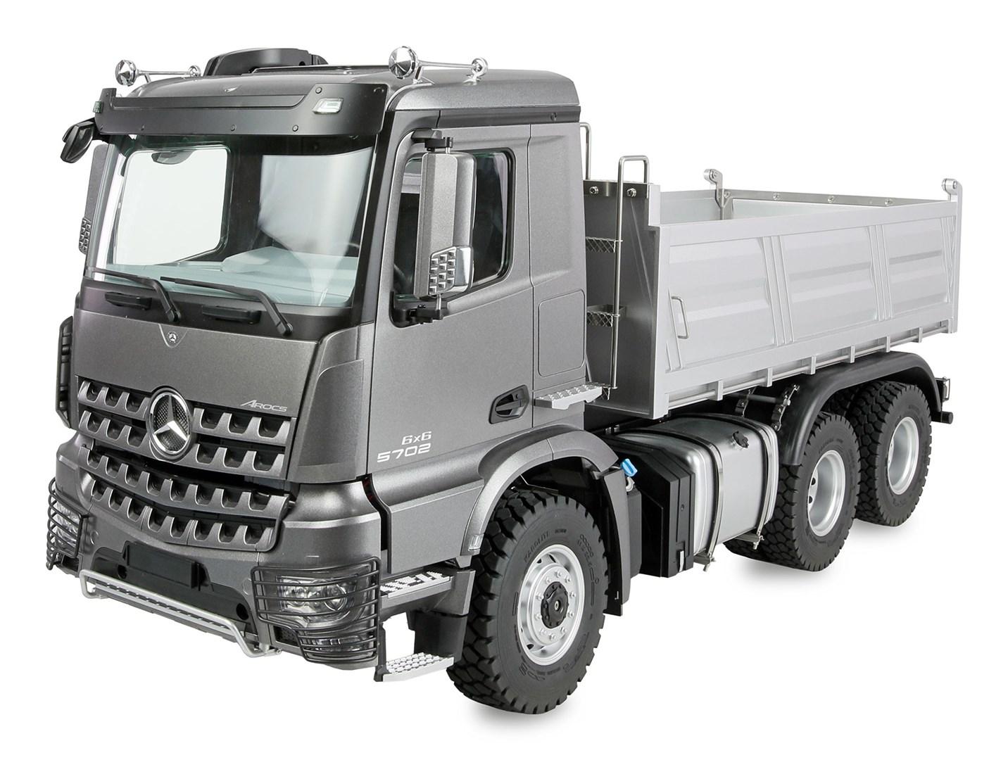 Fjernstyret tipvognslastbil 1:14 - elektrisk 6x6, lys/lyd (RTR)