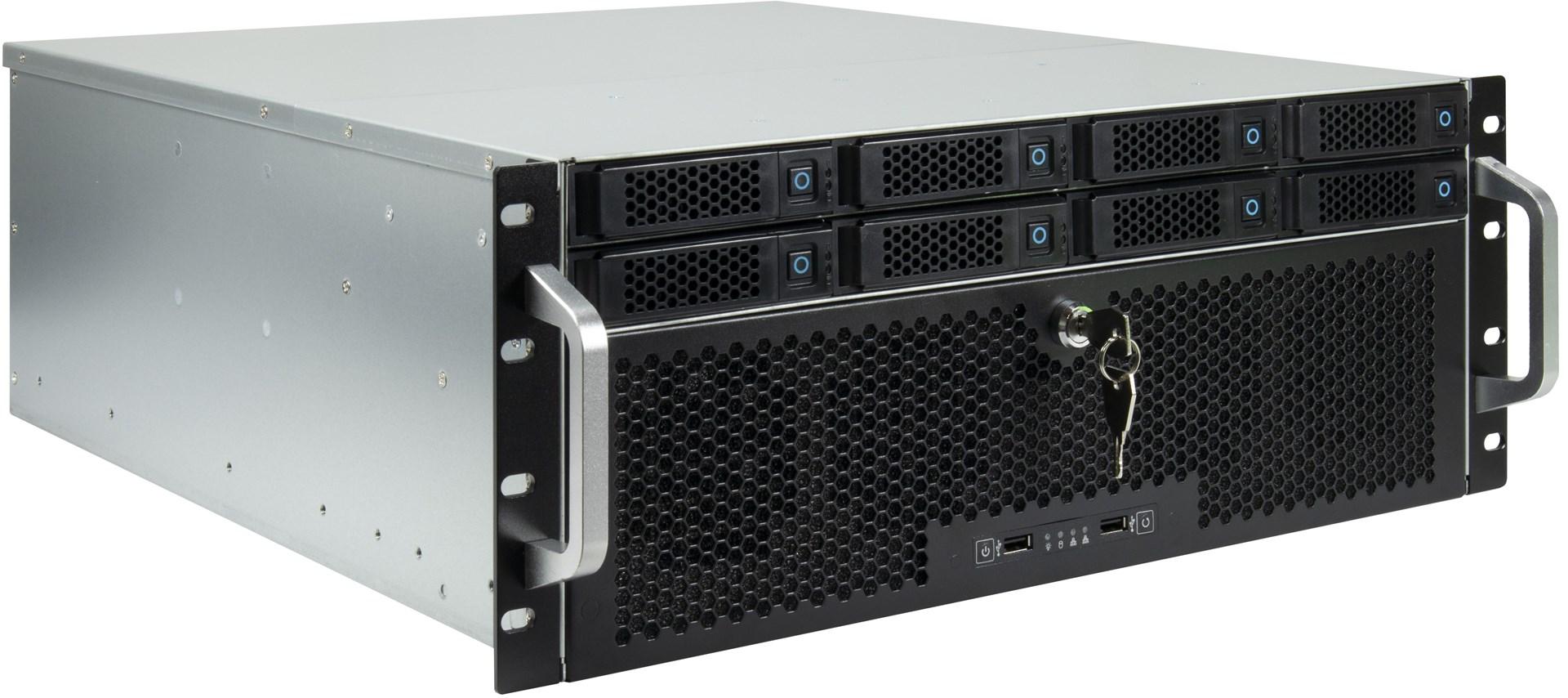 Inter-Tech 4U-4708 rack-kabinet - 4U, 8x hot-swap, sort billede