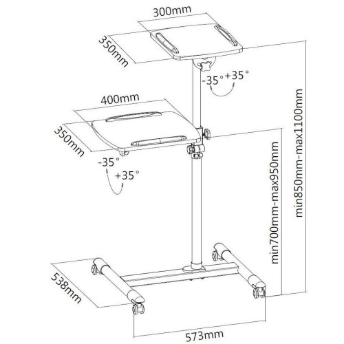TECHly ICA-TB TPM-6 universal rullevogn til bærbar/projektor - hvid