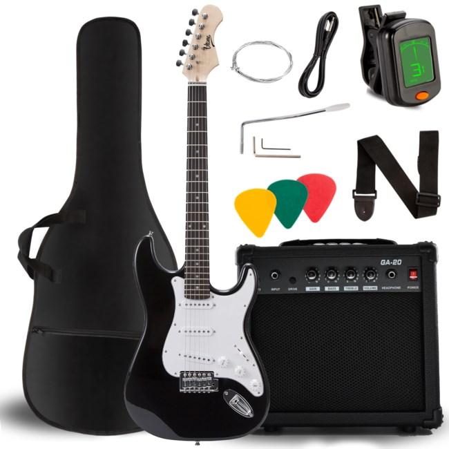 Elektrisk guitar sæt 4/4 - V-TONE EGA 39 BK Stratocaster-stil, sort