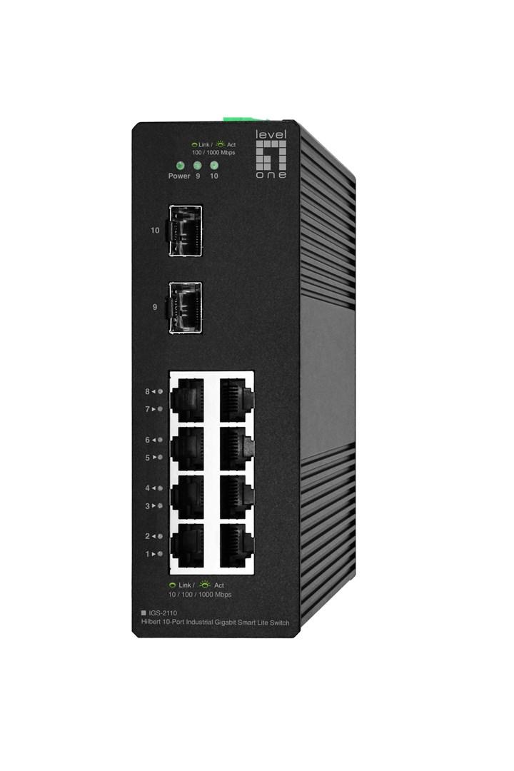 LevelOne Hilbert industrielt Gigabit Smart Lite switch - 10 porte (8× RJ45, 2× SFP) billede