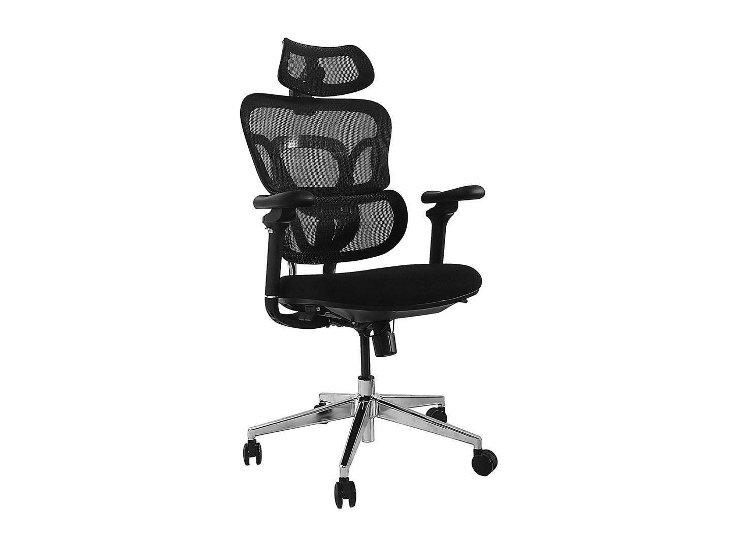 EQUIP ergonomisk kontorstol med hovedstøtte og 3D armlæn - sort