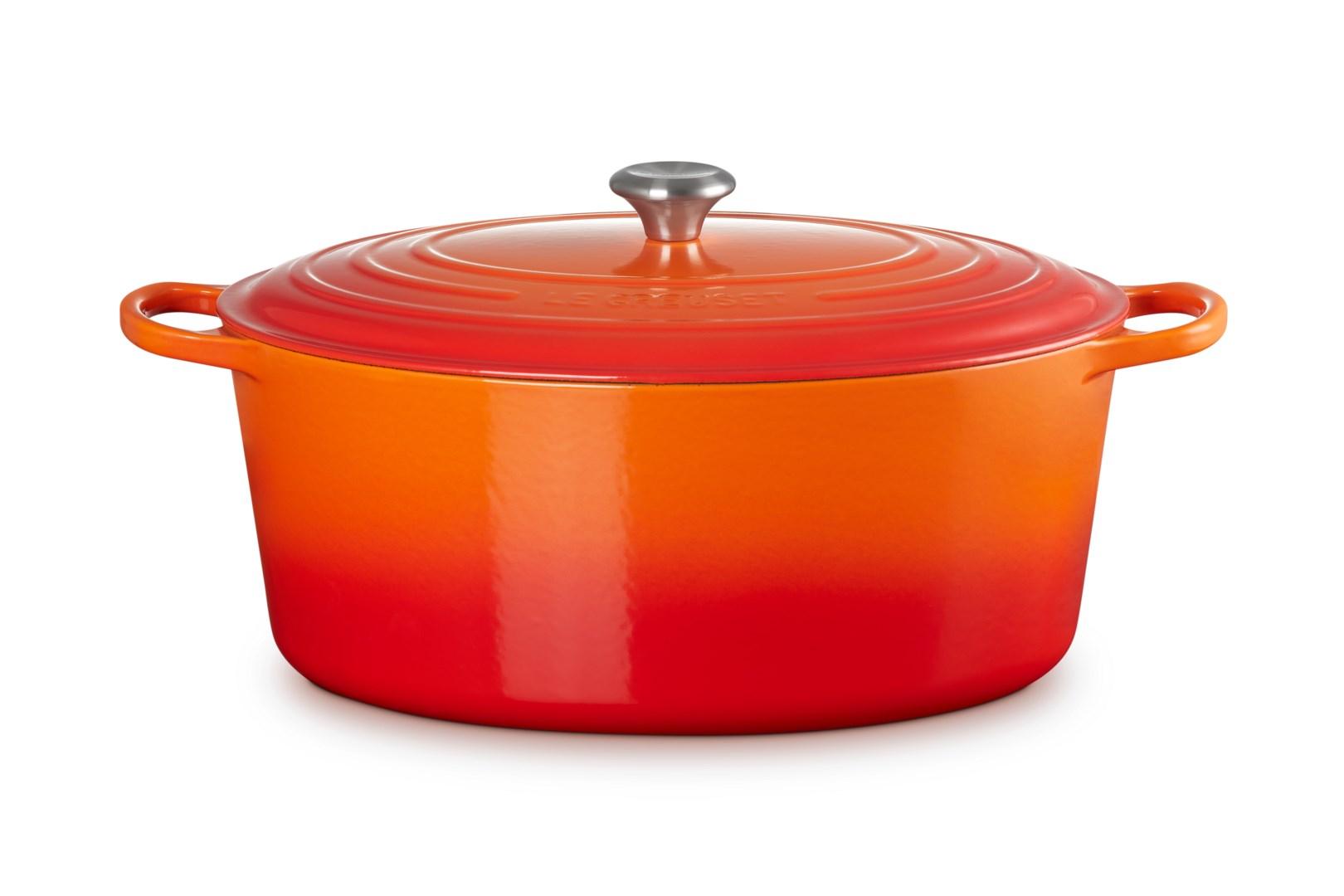 Le Creuset støbejernsgryde med låg 13,9 l - orange/rød