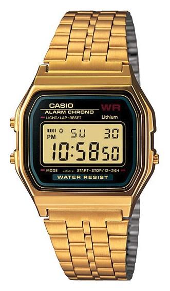 Casio A159WGEA-1 digitalt armbåndsur - guld, vandtæt, alarm & stopur