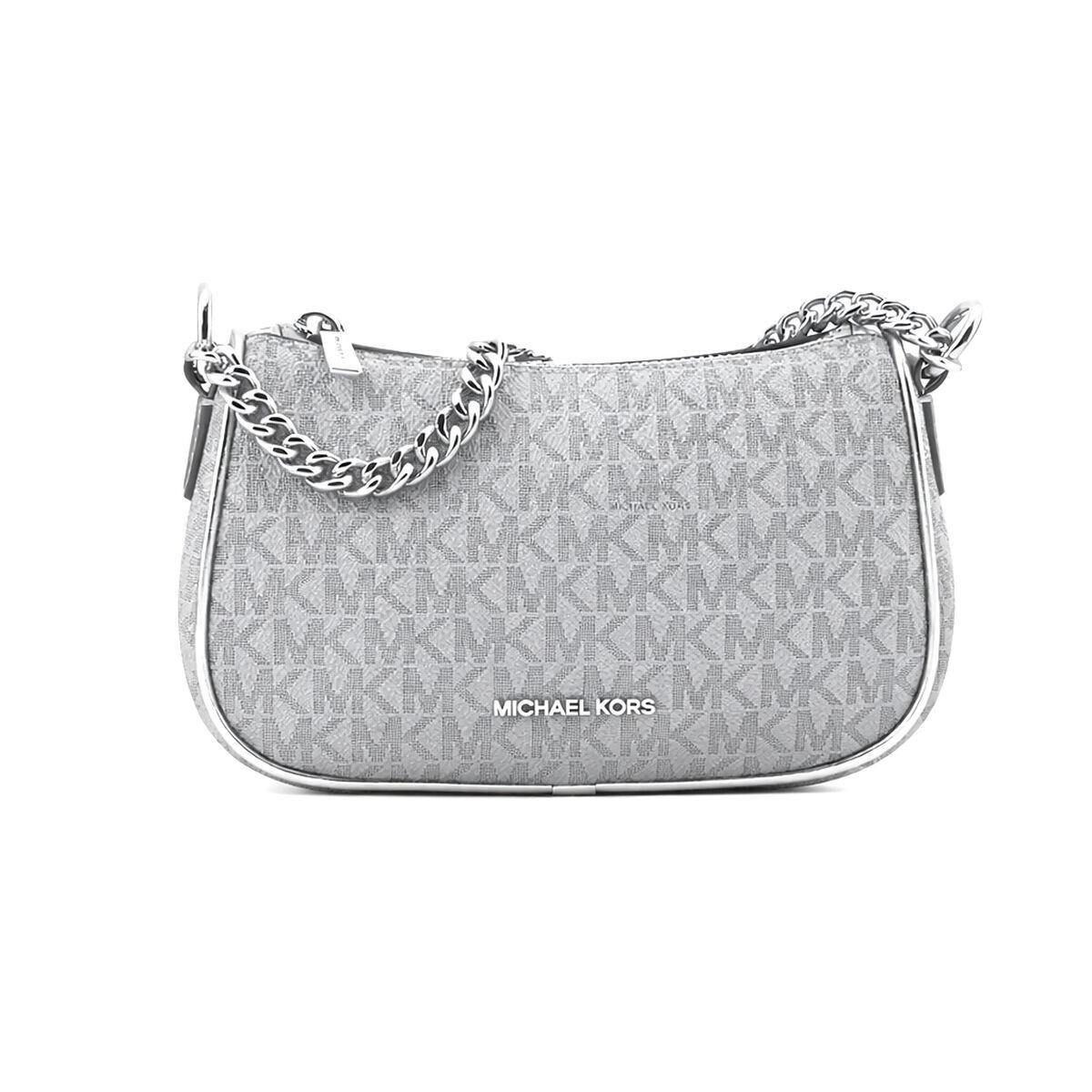 Michael Kors Carmela skuldertaske - grå kanvas, 20 × 12 × 7 cm
