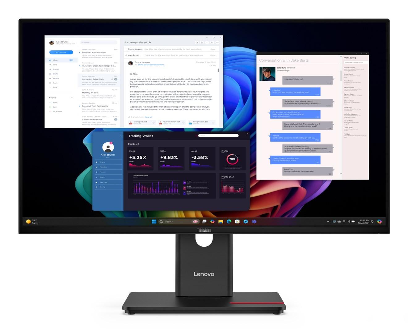 Lenovo ThinkVision T27UD-40 27" 4K kontorskærm med USB-C 100 W