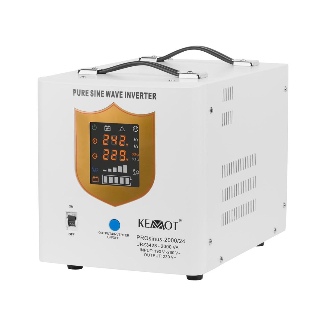KEMOT PROsinus-2000/24 UPS-ren sinus inverter med lader, 24V til 230V, 2000 VA / 1.400 W