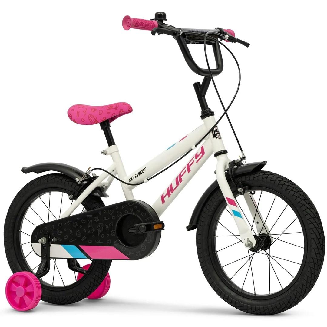 HUFFY So Sweet 16" børnecykel - hvid, støttehjul og skærme