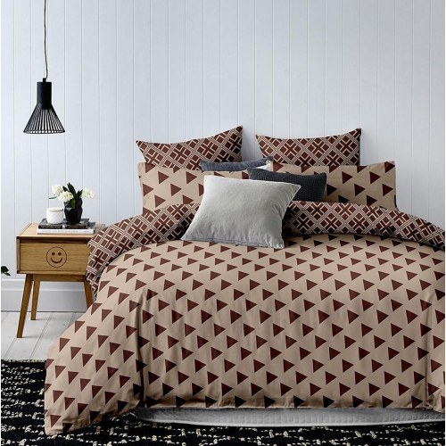 DecoKing Hypnosis sengetøj 155x220 cm - beige med geometrisk print