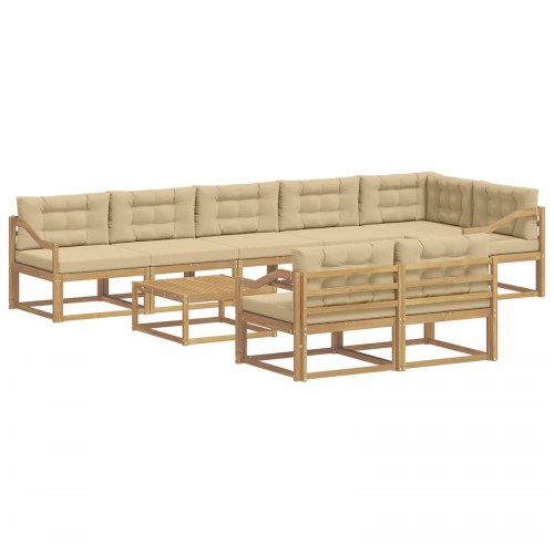Udendørs sofagruppe 9 stk Hvid og Beige 79 x 79 x 37 cm