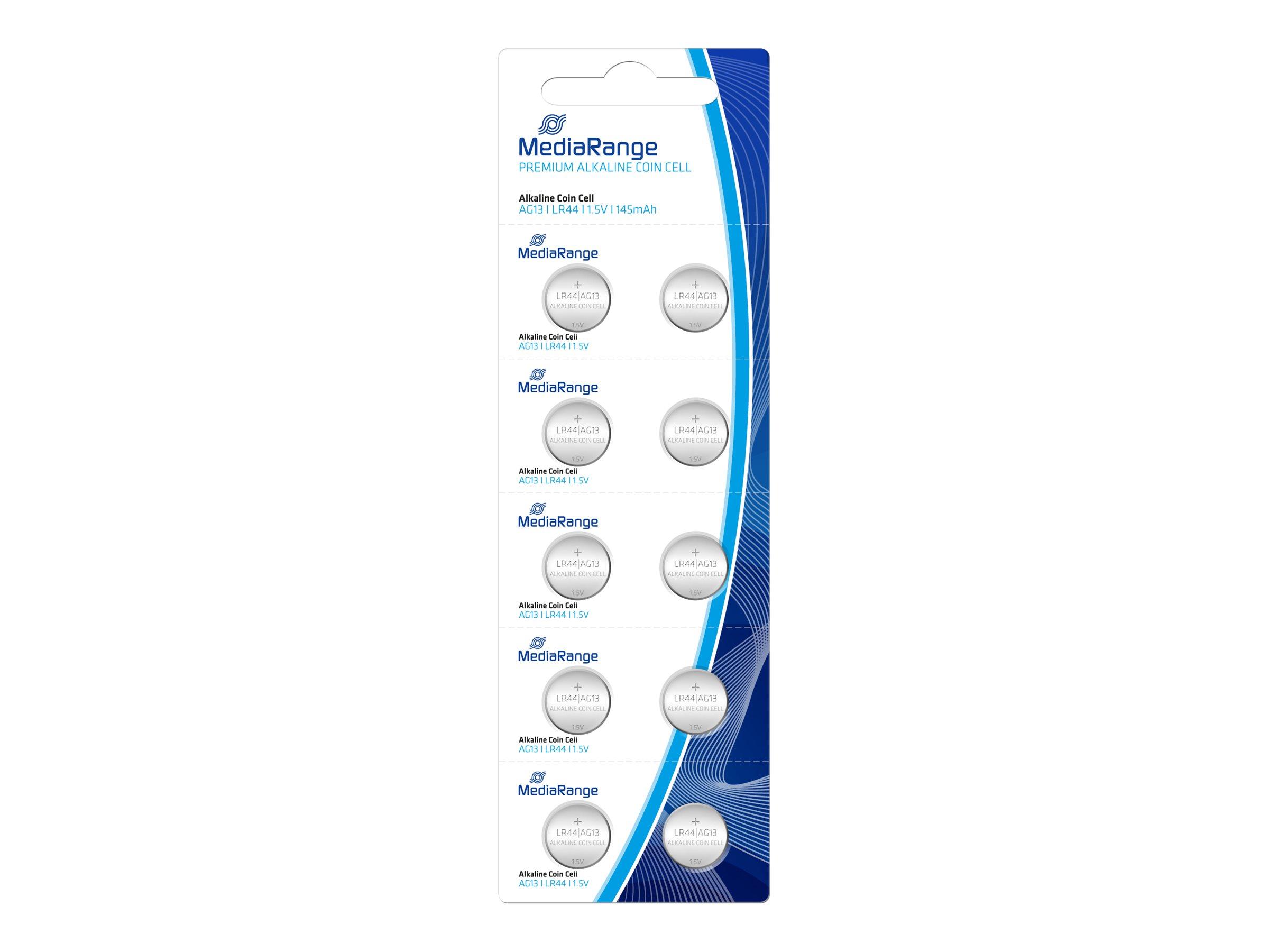 MediaRange LR44 knapcellebatterier - alkalisk, 10-pack