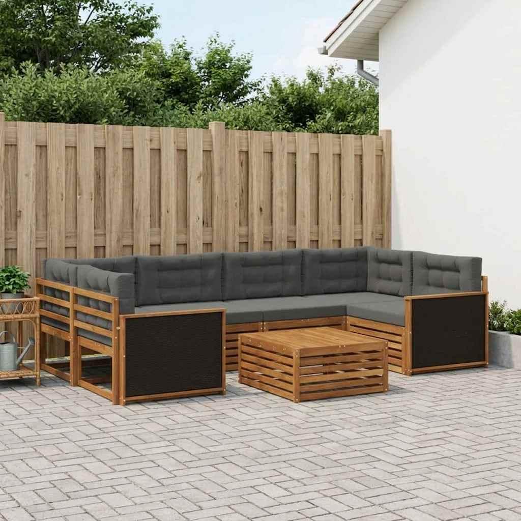 Udendørs sofagruppe 7 stk Naturlig og Antracit Polyester