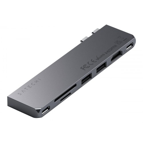 Satechi Pro Hub Slim USB‑C x 2 dockingstation - Space Grey