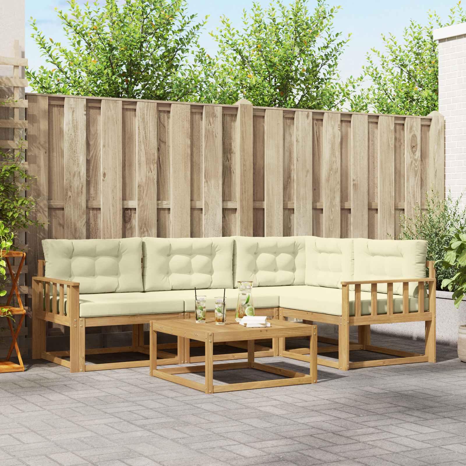 Udendørs sofagruppe 5 stk Hvid og cremefarvet 79 x 79 x 37 cm