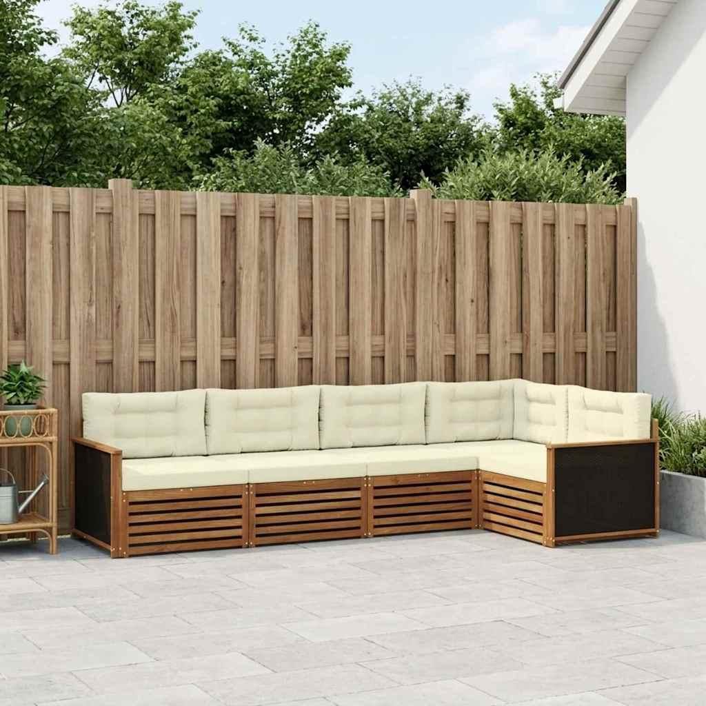 Udendørs sofagruppe 5 stk Naturlig og Fløde 323 x 164,5 x 73 cm