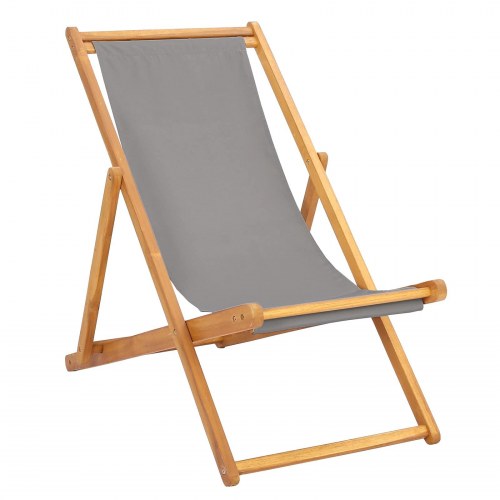 Strandstol Lysegrå Massiv Teaktræ