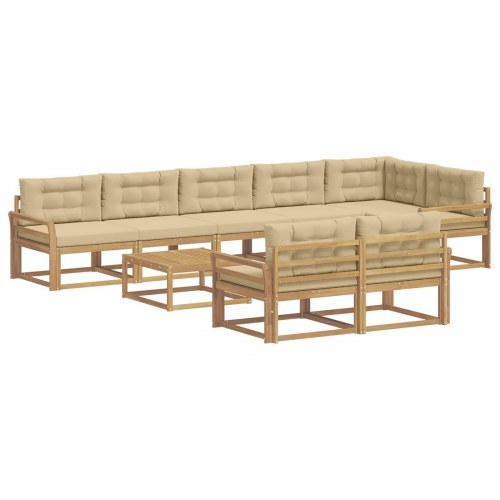 Udendørs sofagruppe 9 stk Hvid og Beige 79 x 79 x 37 cm