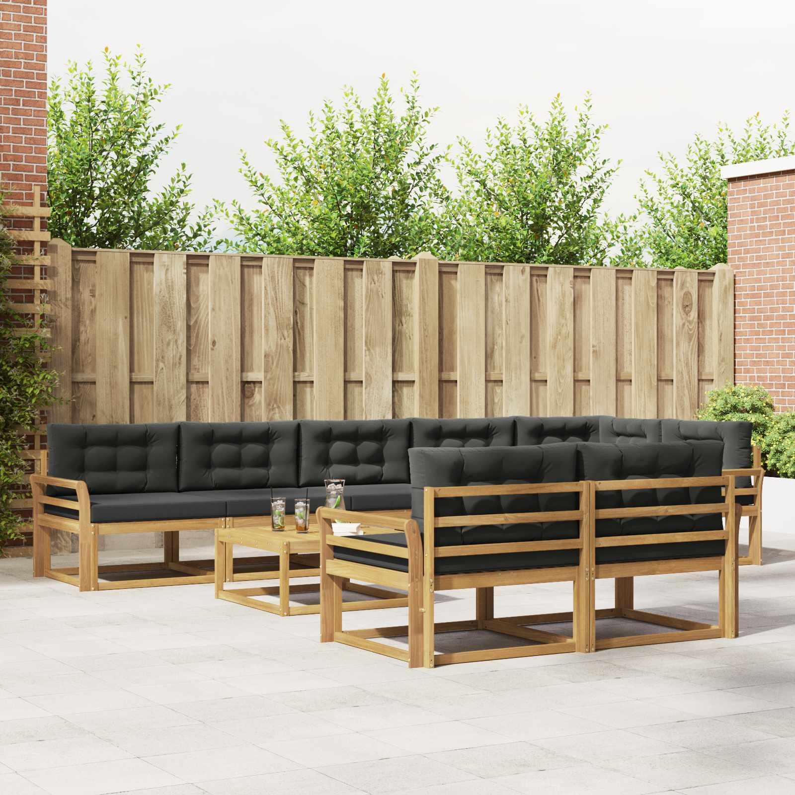 Udendørs sofagruppe 9 stk Hvid og antracit 79 x 79 x 37 cm
