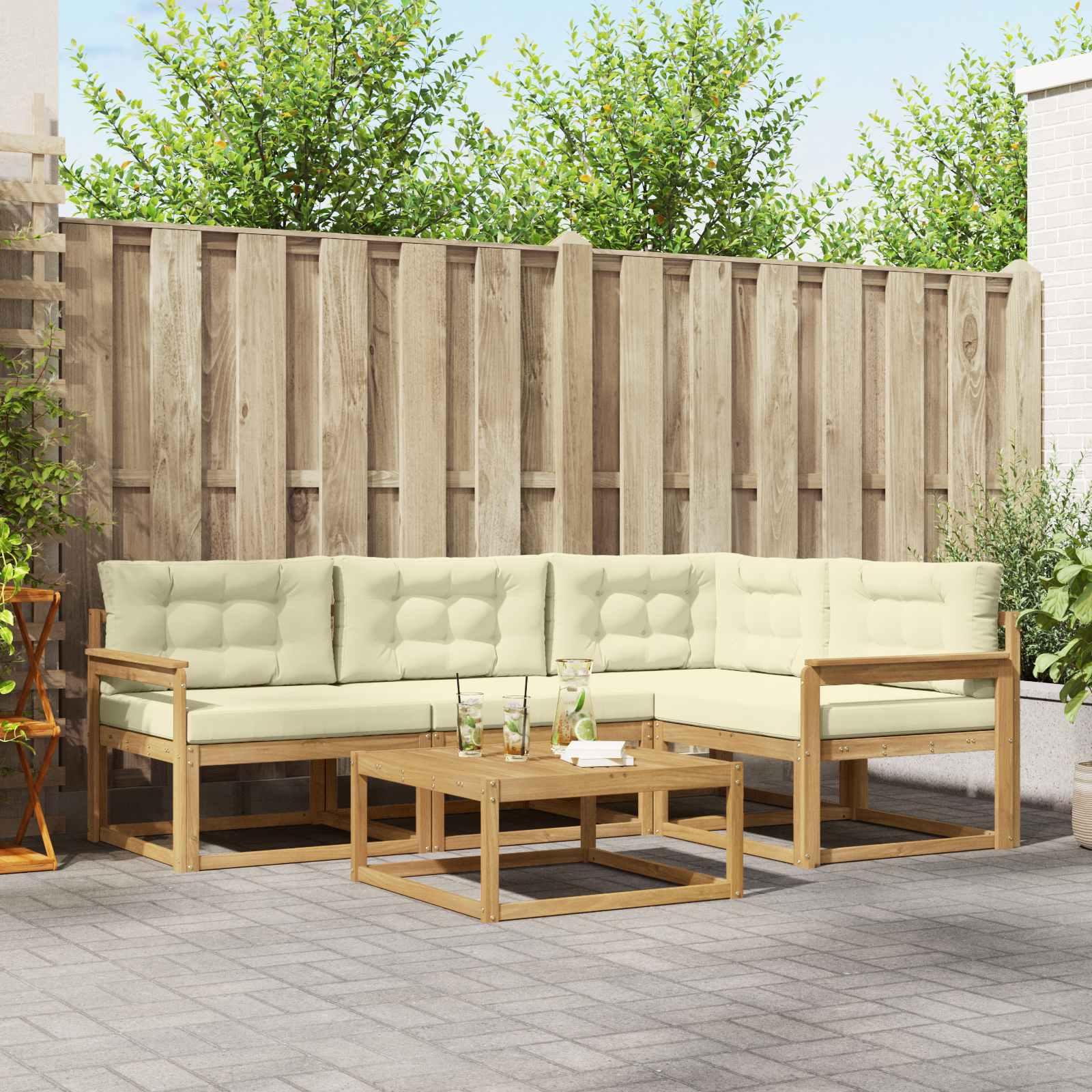 Udendørs sofagruppe 5 stk Hvid og cremefarvet 79 x 79 x 37 cm