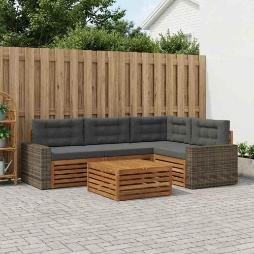 Udendørs sofagruppe 5 stk Naturlig og Antracit 79 x 79 x 37 cm