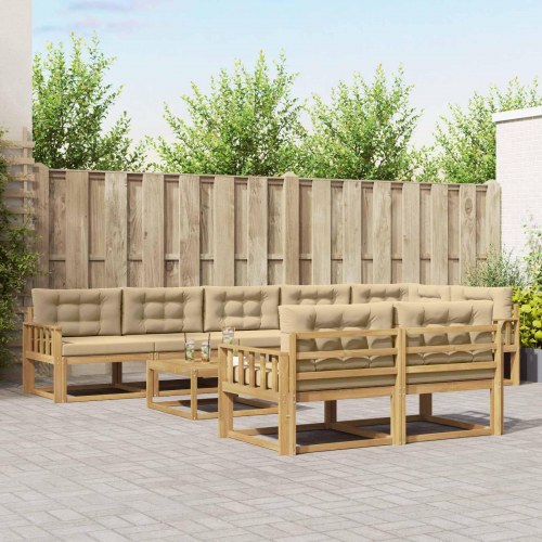 Udendørs sofagruppe 9 stk Hvid og Beige 79 x 79 x 37 cm