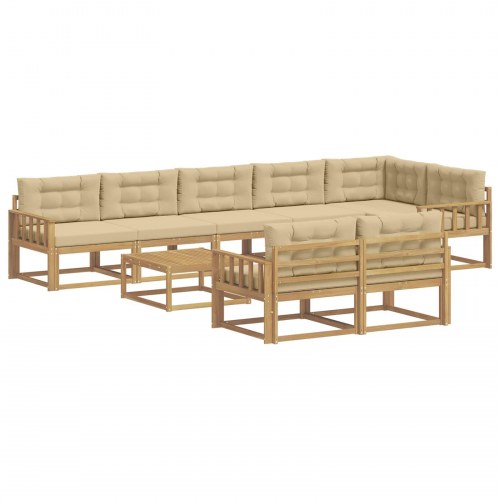 Udendørs sofagruppe 9 stk Hvid og Beige 79 x 79 x 37 cm